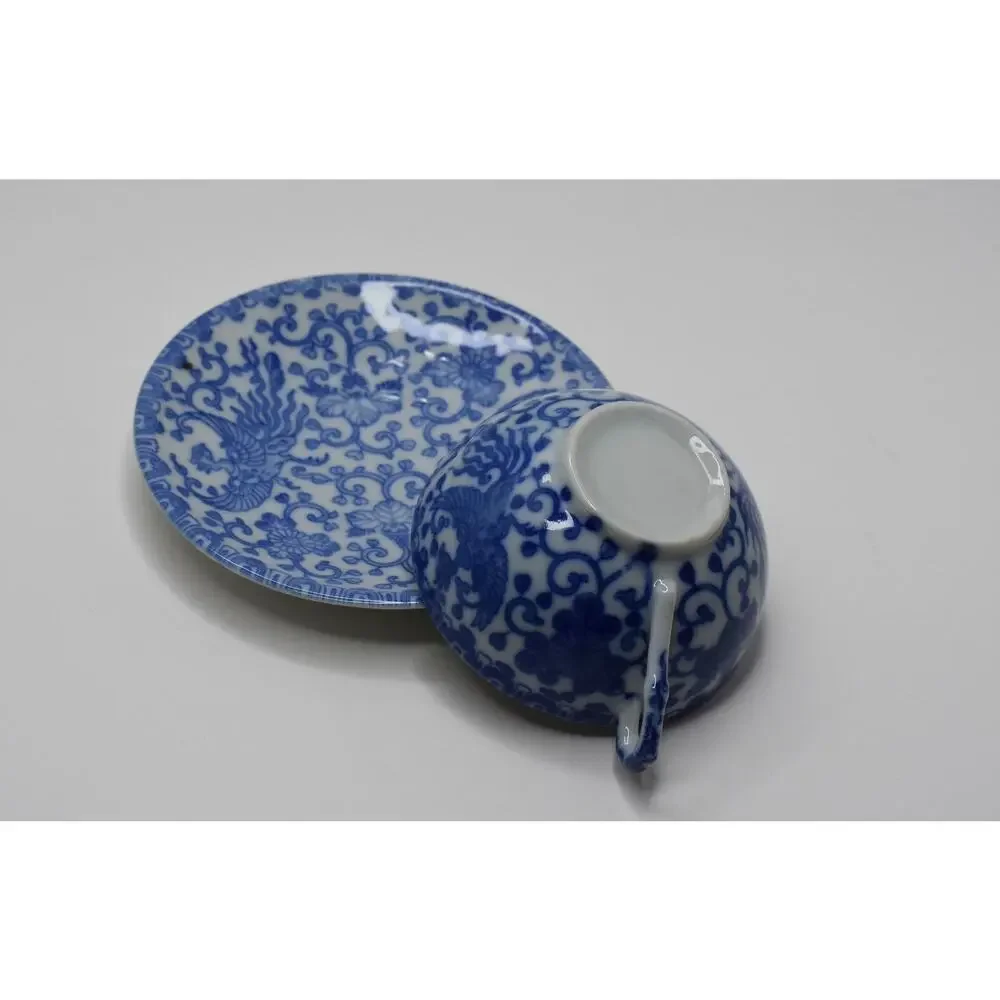 Minton Blue & White Phoenix Fine Porcelain Coffee-Tea Cup and Saucer Plate set
